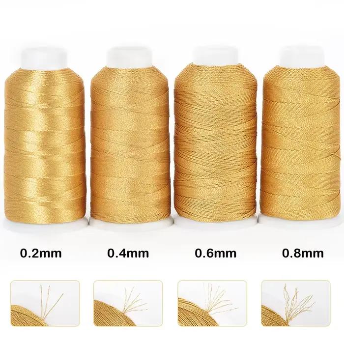 Fil d'or et d'argent pour broderie, Bracelet à coudre, fil à broder tissé, cordon en Nylon, corde pour bricolage tressé à la main