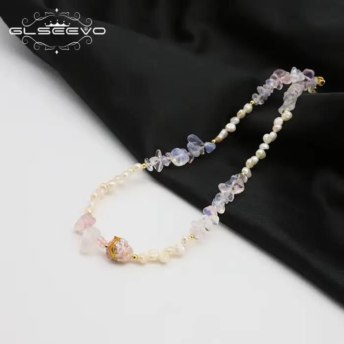 GLSEEVO-Collier Élégant en Perles Blanches pour Femme, Breloque en Clip Naturel, Baroque, Doux, Bijoux de ixde Mariage, Cadeaux, 2024