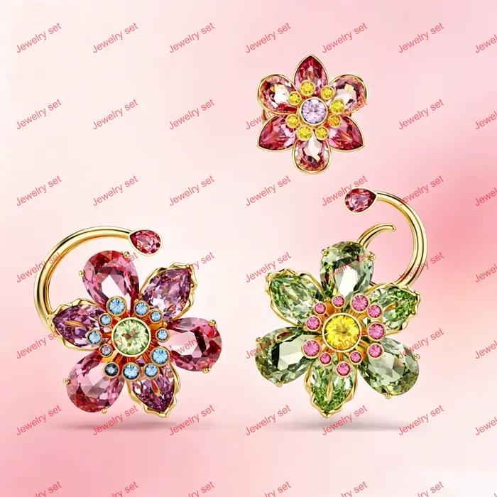 Nouvelle Série 2026 : Parure de Bijoux Luxe en Imitation Cristal – Collier, Boucles d'Oreilles et Bracelet Fleur – Cadeau de Noël de Luxe