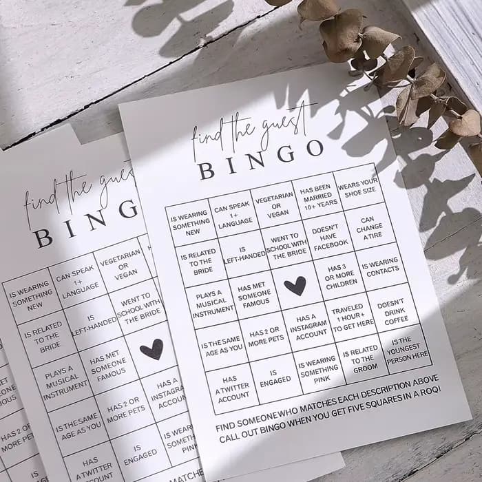 Jeu de bingo Find Your Guest, 10/20 pièces, 10 cartes, activité amusante, douche de patients, décorations de mariage, réentendre
