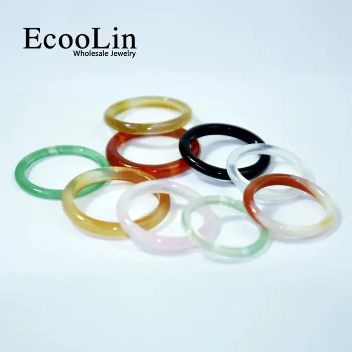 EcooLin – bijoux multicolores en cornaline d'agatee pour femmes et filles, anneaux fins, Lots de couleurs mélangées, paquets en vrac, 10 pièces, LR4021