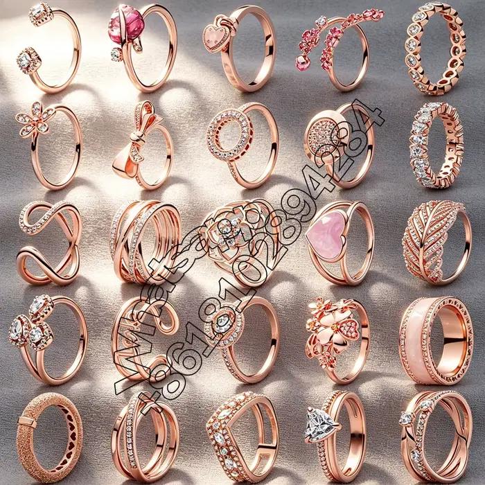 Bague DYAI 2026New en argent 925 plaqué or rose, une pièce de bijouterie exquise, idéale pour un usage quotidien et comme cadeau parfait pour les fêtes.