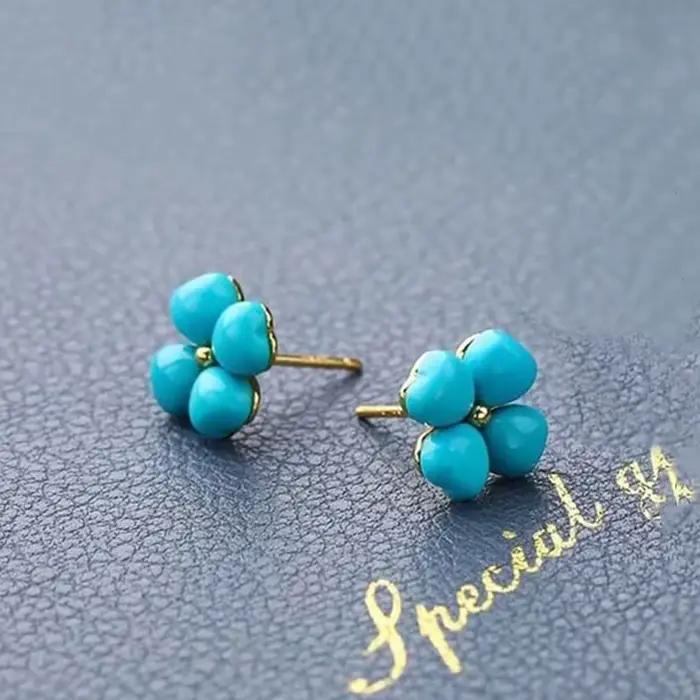 Boucles d'oreilles en argent pour dames, design inspiré, nouveau produit incrusté, fleur 430, amour, frais et doux, charme noble, bijoux