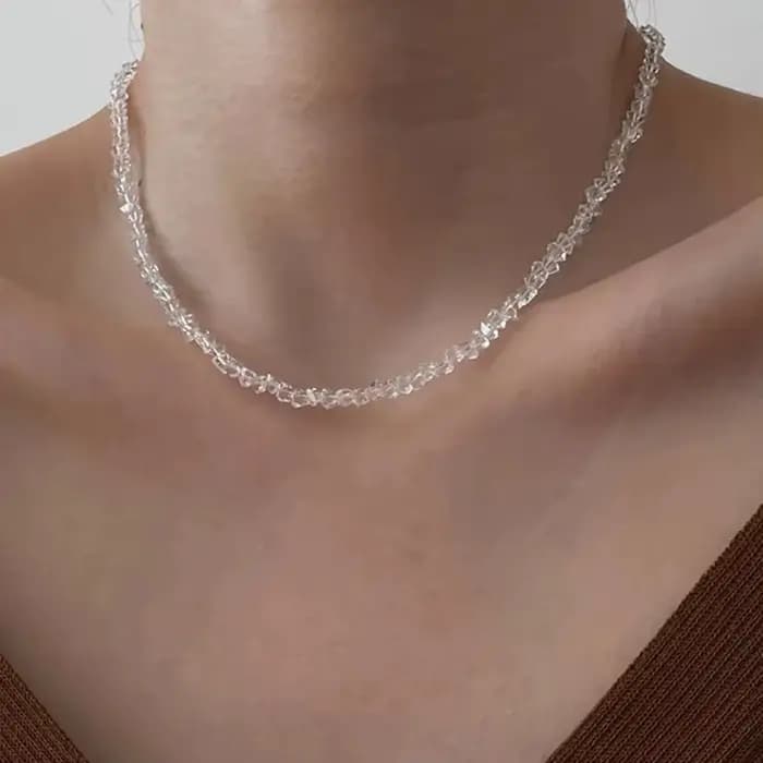 Collier ras du cou en cristal Transparent pour femmes
