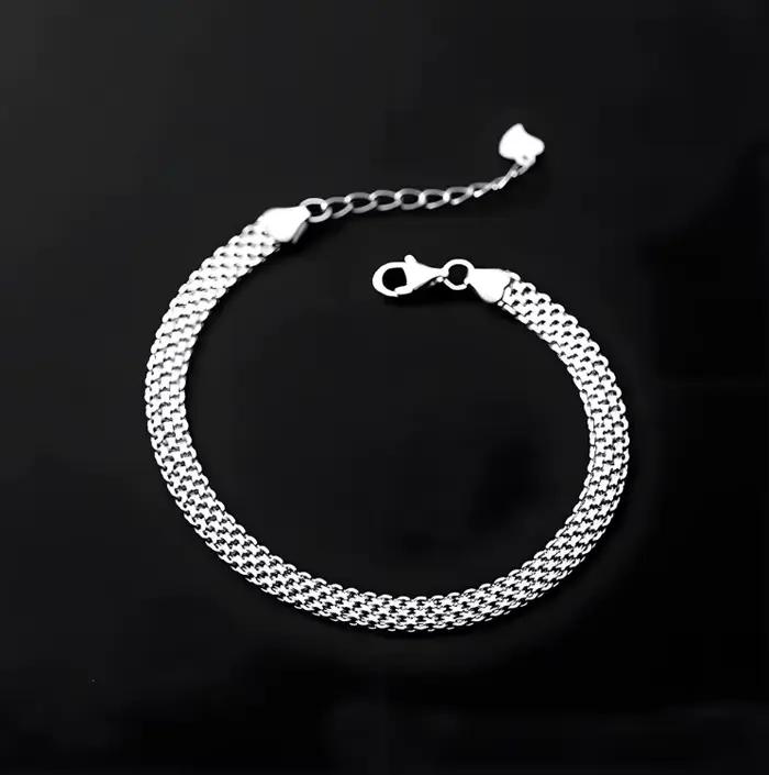 Bracelets en argent sterling 925, chaîne en maille pour femmes et hommes, bijoux de mariage Noble, jolie chaîne à la mode, 20cm, 8 pouces