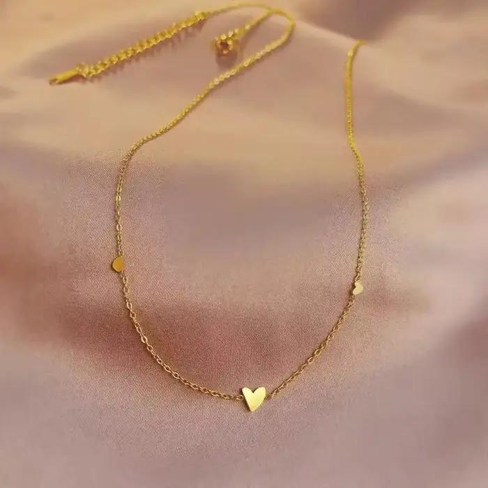 Collier pendentif coeur pour femme, bijoux en acier inoxydable, breloque pompon document or, fête de mariage moderne, luxe, nouveau, 03