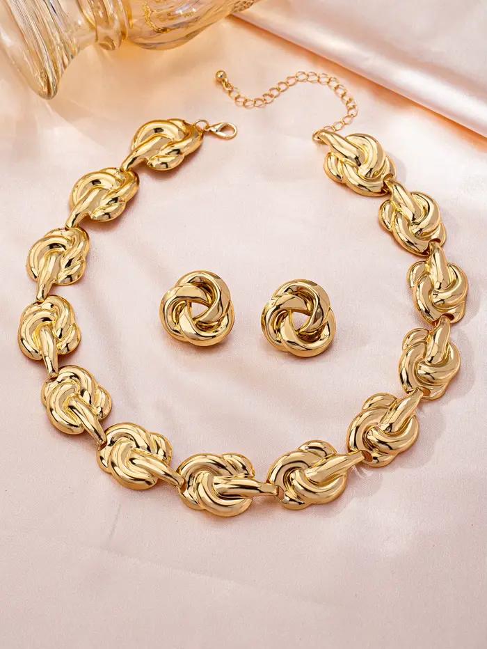Ensemble de bijoux en métal pour femmes, élégant et polyvalent, de luxe, haut de gamme, été