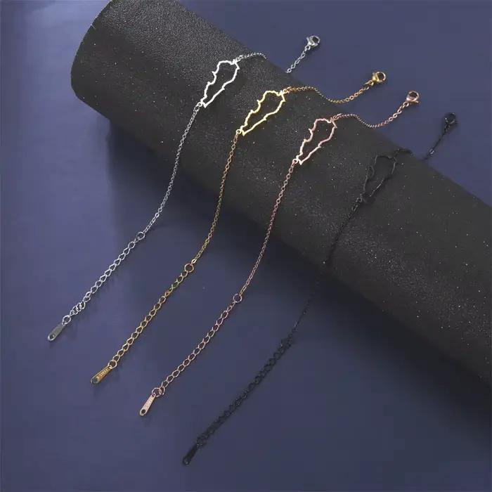 Bracelet pendentif creux en acier inoxydable avec contour de la carte du Liban EUEAVAN, bijoux géographiques pour femme