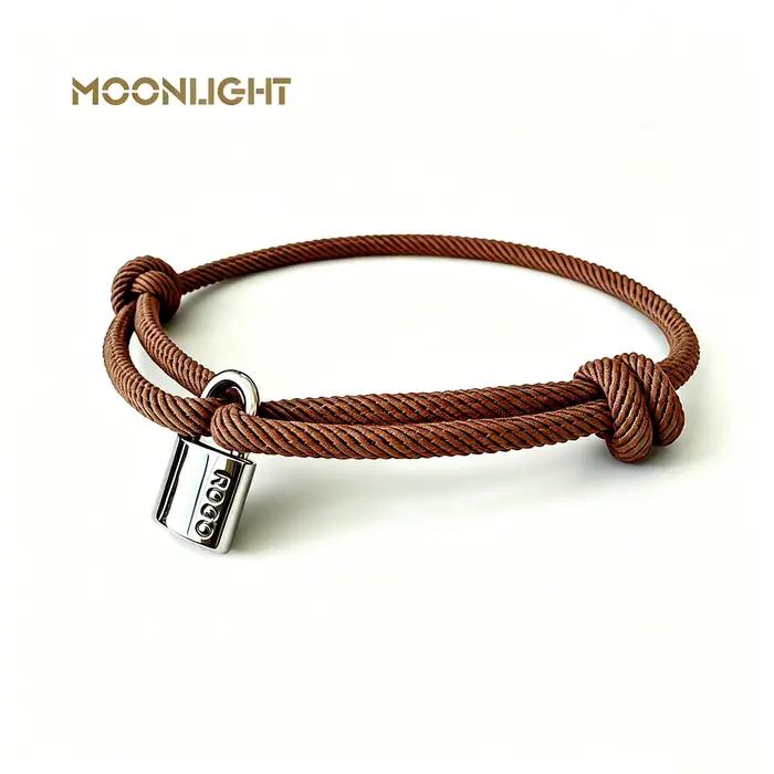 Bracelet en acier inoxydable classique MOONLIGHT pour femmes, de haute qualité, réglable, en corde tressée, 8 couleurs, bijoux tendance, cadeaux