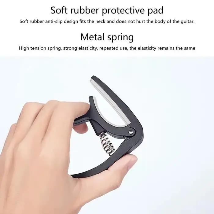 Pince d'accordage de guitare noire, capo portable en plastique, accessoire d'instrument de musique pour guitare à 6 cordes