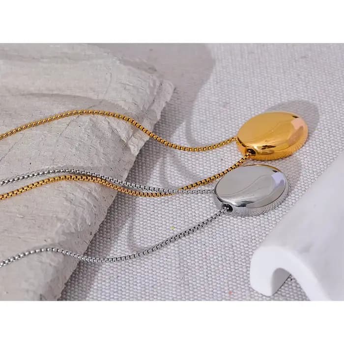 Yhpup 70 cm minimaliste longue unisexe pull chaîne bijoux en acier inoxydable 316l ovale pendentif collier pour hommes femmes étanche