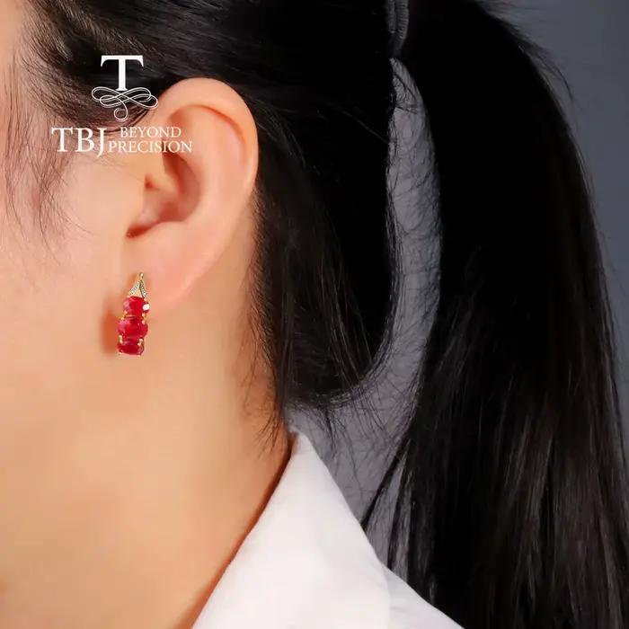 Boucles d'oreilles en rubis naturel précieux et élégant, en argent sterling 925, luxe léger, bijoux fins pour femmes, cadeau noble