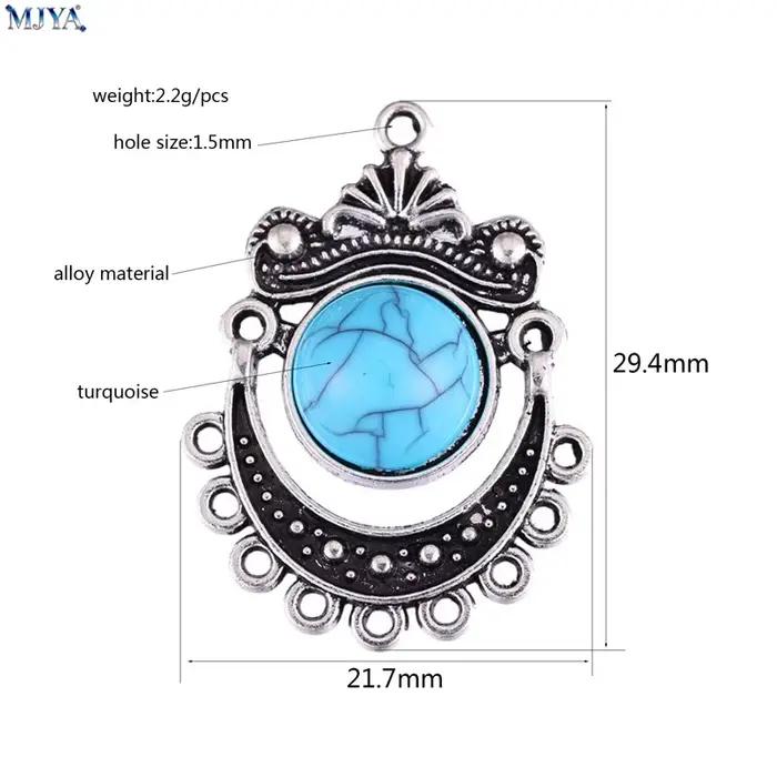 MJYA – connecteurs turquoise vintage, breloques de style ethnique bohème, pour la fabrication de boucles d'oreilles à pompons, fournitures et accessoires de bijouterie, 5 pièces