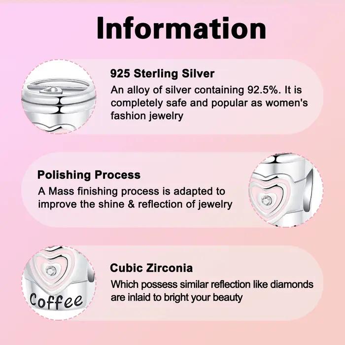 925 argent Sterling amour café boisson série rose perles breloque ajustement Original bracelets à breloques femmes bijoux à bricoler soi-même cadeau