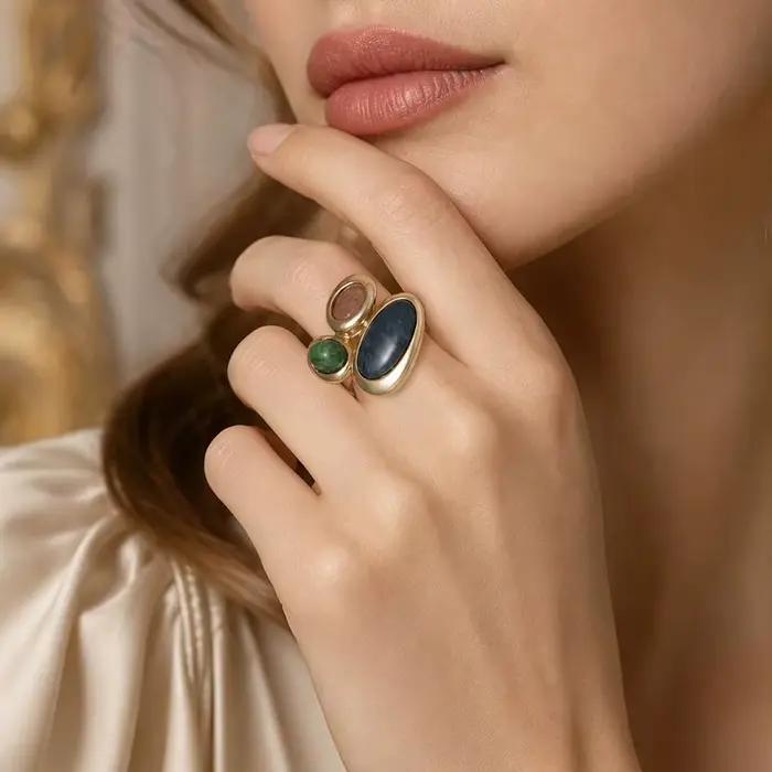 Bague en résine Cring Coco, accessoires pour femme, bagues en alliage de zinc ajustables, bijoux géométriques pour femme