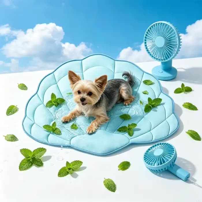 Tapis refroidissement pour animaux compagnie en forme coquille mer avec conception