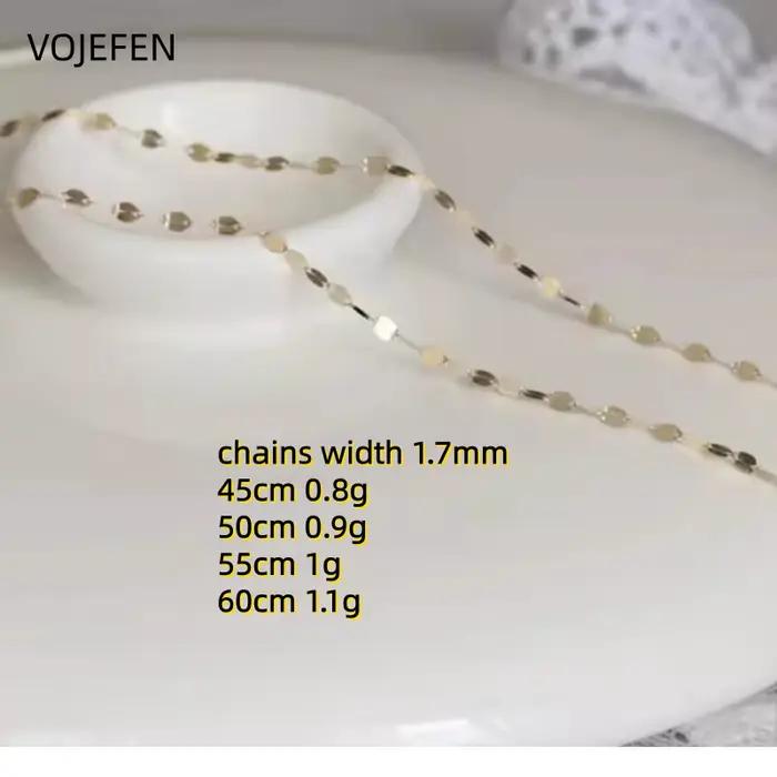 VOJEFEN 10K or lèvres collier bijoux AU417 or délicat luxe charme cou décoration Sautoirs accessoires élégant Certifid