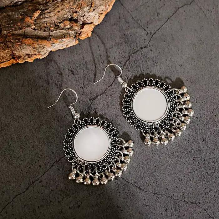 Boucles d'oreilles Vintage thaïlandaises pour femmes, miroir rond, style Boho, egypte, moyen-orient, Afghan, indien, bijoux, 2020
