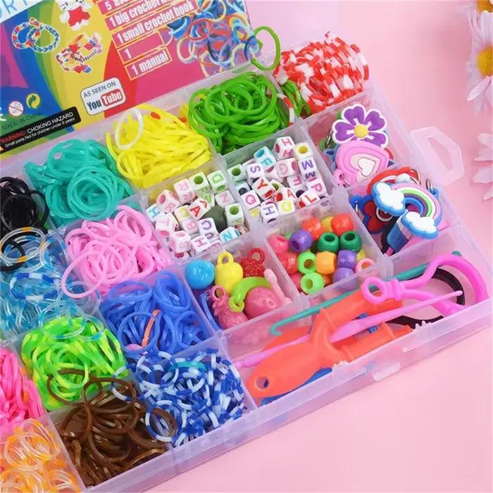 Bandes de caoutchouc faites à la main, boîte à outils de tissage, Kit de bracelets, jouets pour enfants, tricot élastique, artisanat d'art, jouets perlés pour filles