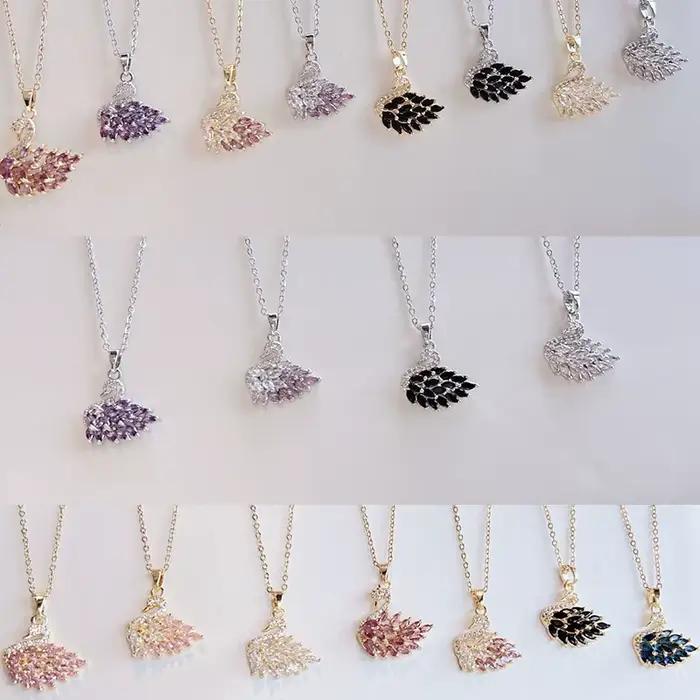 Collier pendentif cygne en cuivre incrusté de zircon, un cadeau de vacances doux et romantique pour les femmes