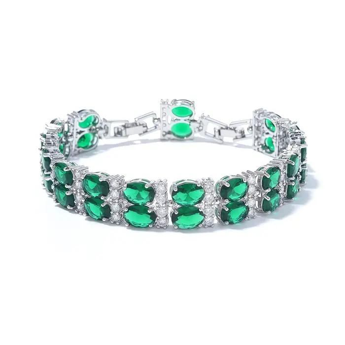 Bracelet Exquis à Double Rangée de Zircons Multicolores Extensible Bijou de Main Transparent Tendance pour Femme Occasions Spéciales