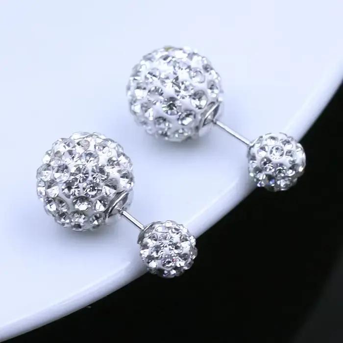 Offres spéciales 925 en argent Sterling mignon y2k plein strass cristal princesse boule boucles d'oreilles pour les femmes bijoux de créateur de mode