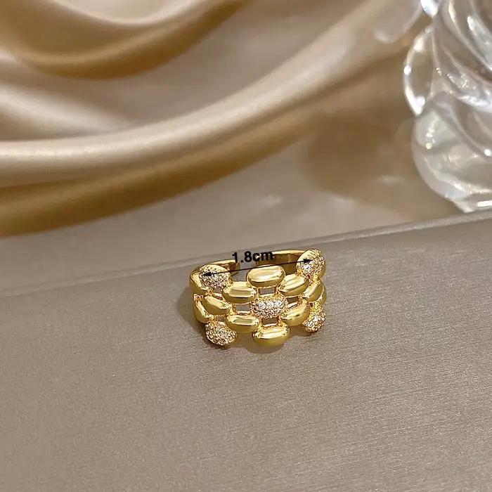 Greatera – Bracelet en cuivre épissé, chaîne ajourée, combinaison de bagues, Zircon cubique rempli, bijoux populaires et polyvalents pour femmes