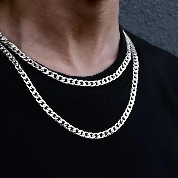 Chaîne à maillons cubains classique de haute qualité, collier lisse, bijoux à la mode, cadeau de fête pour hommes et femmes, adapté à toutes les Occasions