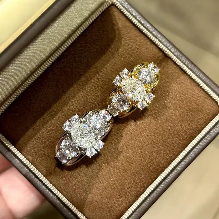 BXINY luxe 5*7mm coupe ovale Moissanite bague 925 en argent Sterling plaqué or 18K pour les femmes diamant alliance cadeau bijoux fins
