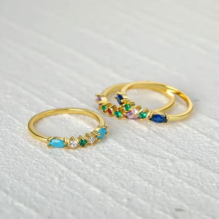 CANNER – bagues bleu ciel Turquoise violet en argent Sterling 925, plaqué or 18K, pour femmes et filles, bijoux fins, cadeaux