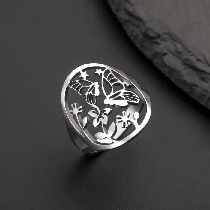 Cazador-Bague Papillon Fleur pour Femme, Acier Inoxydable, Documents Dorés, Bagues Esthétiques, Bijoux Cadeau d'Anniversaire, Tendance, Nouveau, 2024