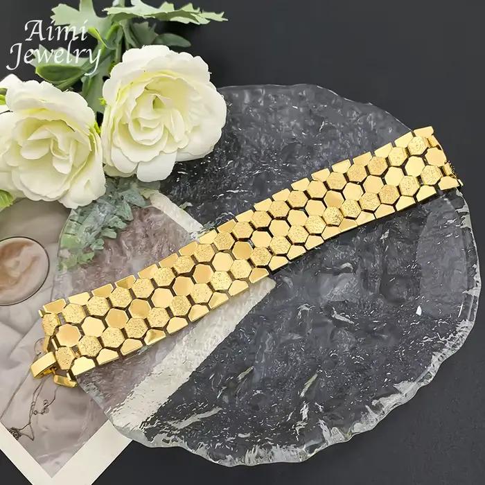 Ensemble de bijoux Vintage plaqué or 18 carats pour femmes, ensemble de bijoux italiens, cadeaux de fête de mariage