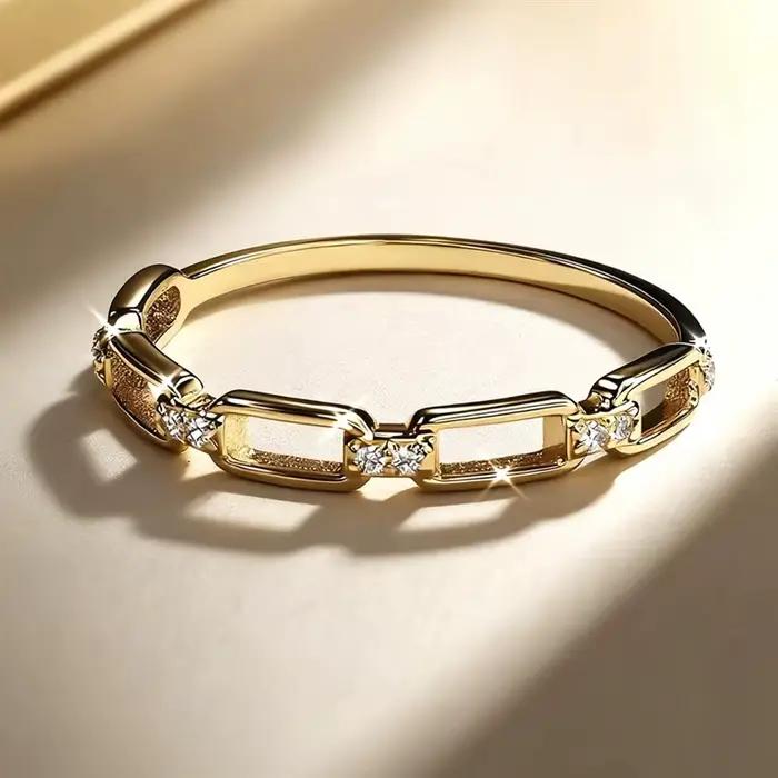 Huitan – bague à chaîne avec zircons cubiques brillants pour femmes, bijoux à porter au quotidien, accessoires de mode délicats pour dames