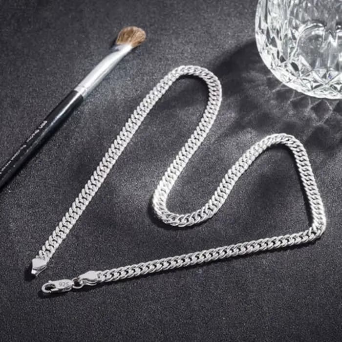 Collier en argent Sterling 925 pour hommes, marque de mode, personnalité classique, chaîne de 6MM, 24 pouces, cadeaux de noël, bijoux fins de fête