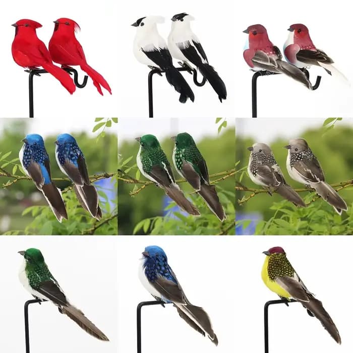 Oiseaux artificiels créatifs aléatoires, fausse mousse, simulation animale, modèles d'oiseaux en plumes, bricolage pour mariage, décoration d'intérieur et de jardin