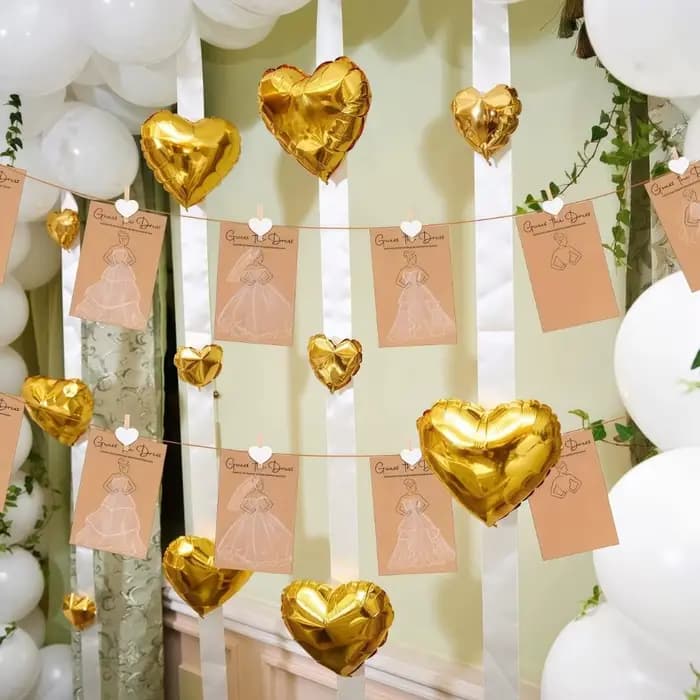 20 cartes de jeu amusantes pour la fête prénuptiale, jeu de devinettes sur la robe de mariée, décorations de mariage, incluent cartes et crayons