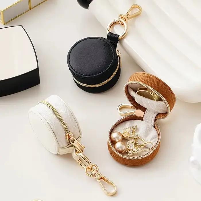 Boîte de rangement de bijoux, Mini boîte de rangement de bijoux Portable, bonne qualité, organisateur d'anneaux de boucles d'oreilles, sac étanche en cuir PU pour voyage