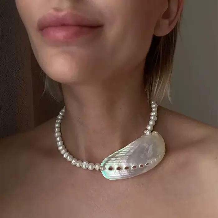 Collier bohème en coquillage de mer pour femmes, bijoux en perles naturelles, conque, à la mode, Vintage, cadeau de fête
