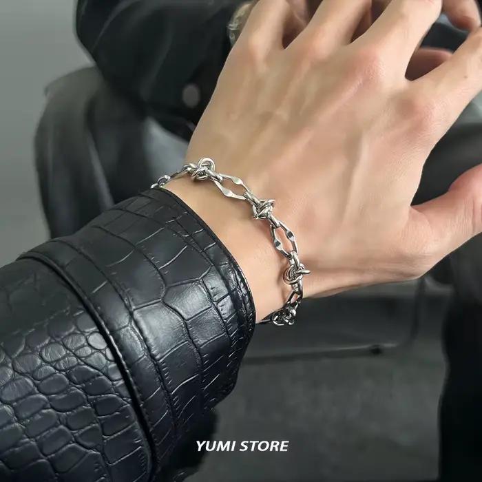 Bracelet Hip Hop à nœuds en forme d'épines pour homme et femme, en acier titane inaltérable, bracelet géométrique, bijoux de couple, nouveau cadeau punk Kpop