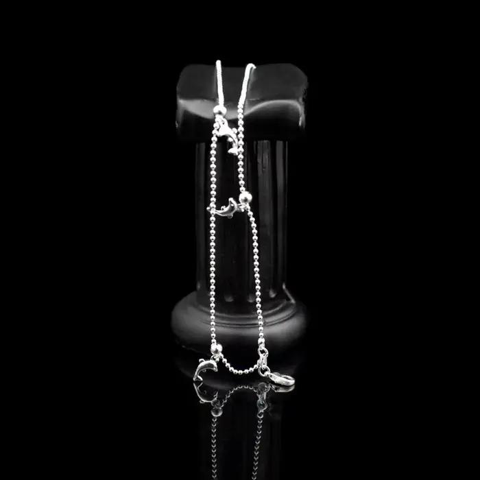 Nouvelle mode dauphin pendentif petite boule ronde perle Bracelet de cheville 925 en argent Sterling dauphin chaîne de cheville pour les femmes bijoux cadeau