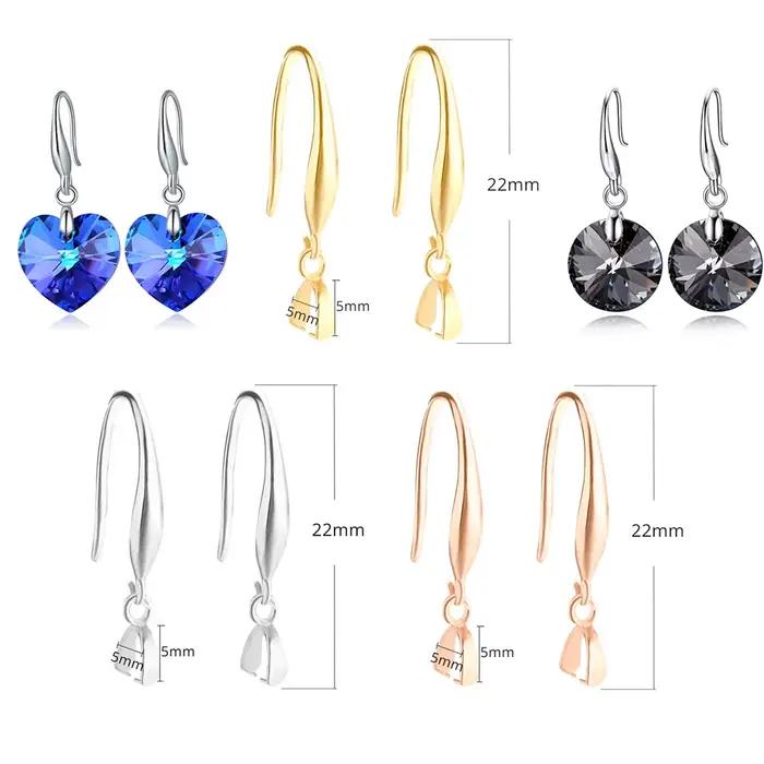 4 paires de paramètres de boucles d'oreilles couleur or argent, fermoir pendentif à crochet pour bricolage, résultats de bijoux, fournitures artisanales, accessoires faits à la main