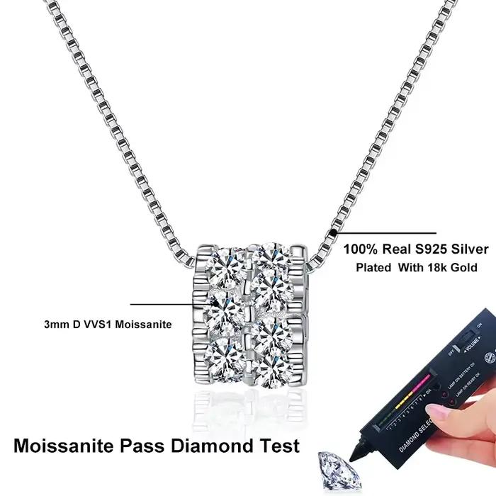 NeeTim – collier complet en diamant Moissanite pour femme, pendentif en argent Sterling 925, chaîne de fête, bijoux fins de mariée