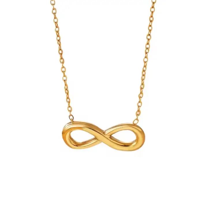 Collier avec pendentif symbole de l'infini pour femmes, hommes, couples, bijoux en acier inoxydable, cadeau pour la Saint-Valentin