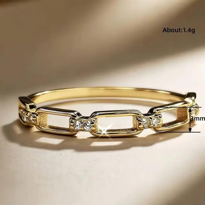 Huitan – bague à chaîne avec zircons cubiques brillants pour femmes, bijoux à porter au quotidien, accessoires de mode délicats pour dames