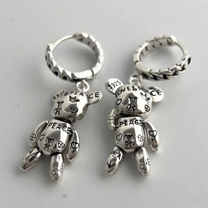 Boucles d'oreilles en argent Sterling 925 pour femmes, ours rétro géométrique, Sexy, mode fille, bijoux tendance, cadeau de fête de mariage