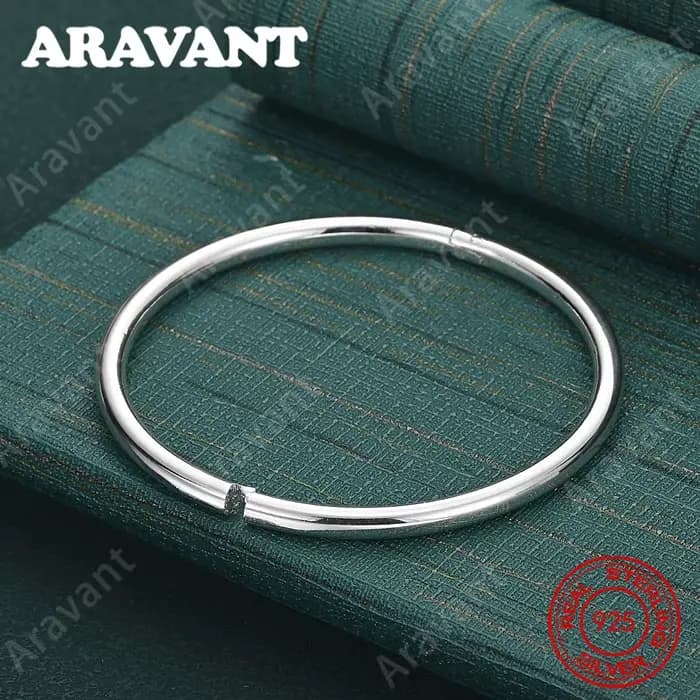 Bracelet rond lisse en argent Sterling 925, 4mm, bijoux de fête de mariage exquis et mignons pour femmes