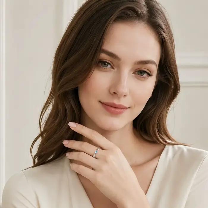 Bague en argent sterling 925 sertie de turquoises européennes bohème pour femmes occasions spéciales engagement cadeau mariage