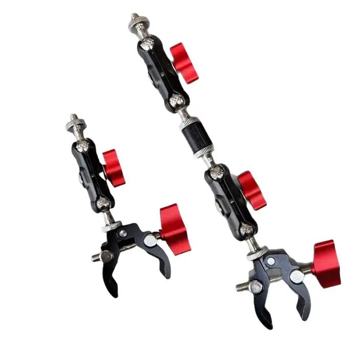 Super pince en métal pour appareil photo, avec Double tête sphérique, bras magique pour moniteur DSLR, lumière, micro, support de téléphone Gopro, accessoires de photographie