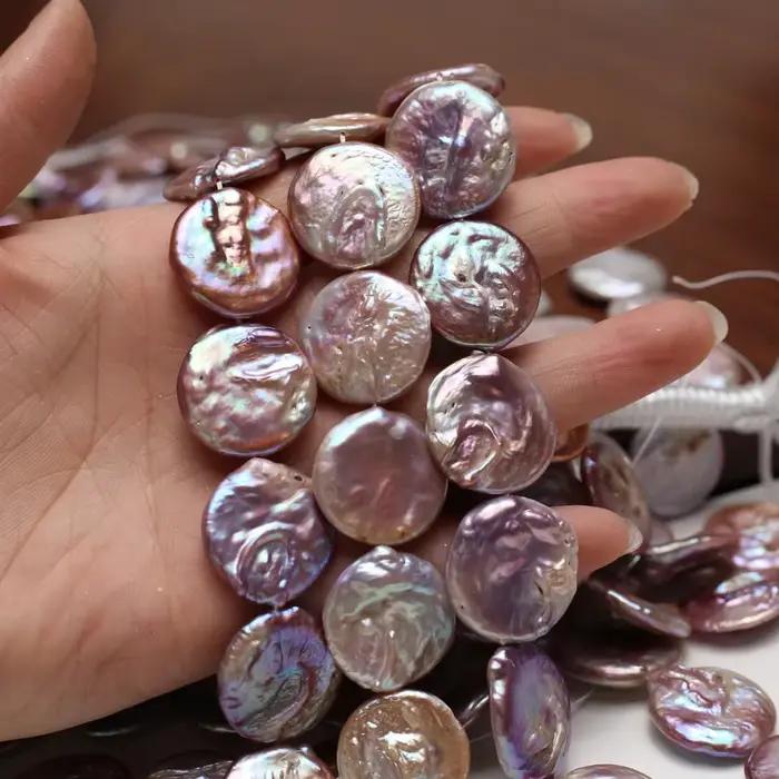 20x20mmAAAA 18cm violet Baroque rond grand Bracelet femmes cadeau isolé perle en vrac bijoux faire collier à faire soi-même Bracelet accessoires