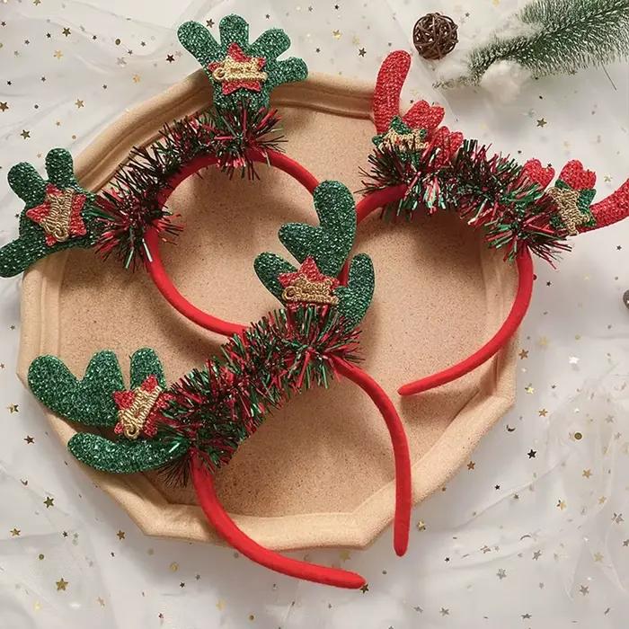 Déguir renne Santa arbre de noël bandeau de cheveux bois bandeau décoration de noël femme cerceau de cheveux bandeau de noël
